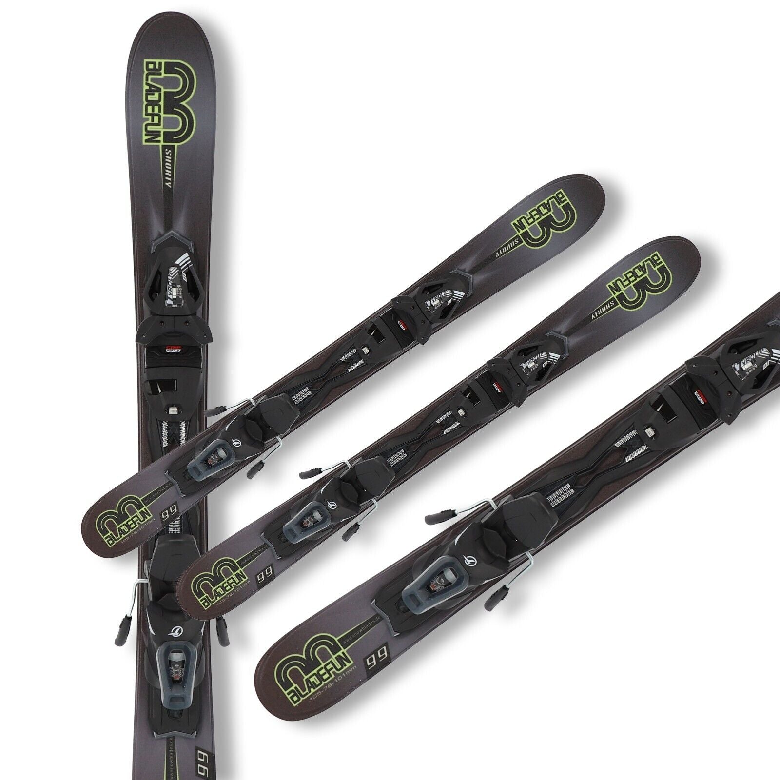 Snowblade Shorty 99cm + Tyrolia Power 10 Sicherheitsbindung Kurzski incl. Waxen