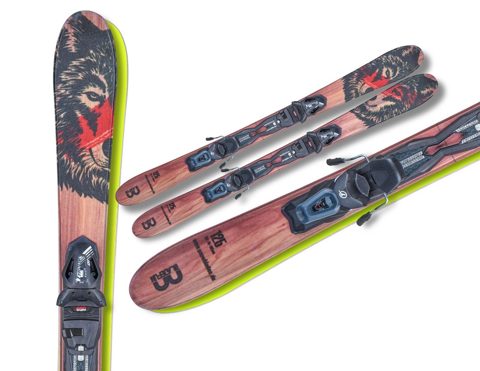 Wolf Funcarver Snowblades Head/Tyrolia Bindung Ski Blades Kurzski Vollholzkern