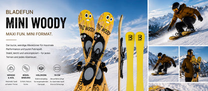 Snowblades Mini Woody Ski Blades Kurzski Vollholzkernski Bügelbindung