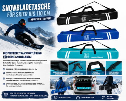 Snowbladetasche Aqua Türkis/weiß Skitasche bis 110cm Neu