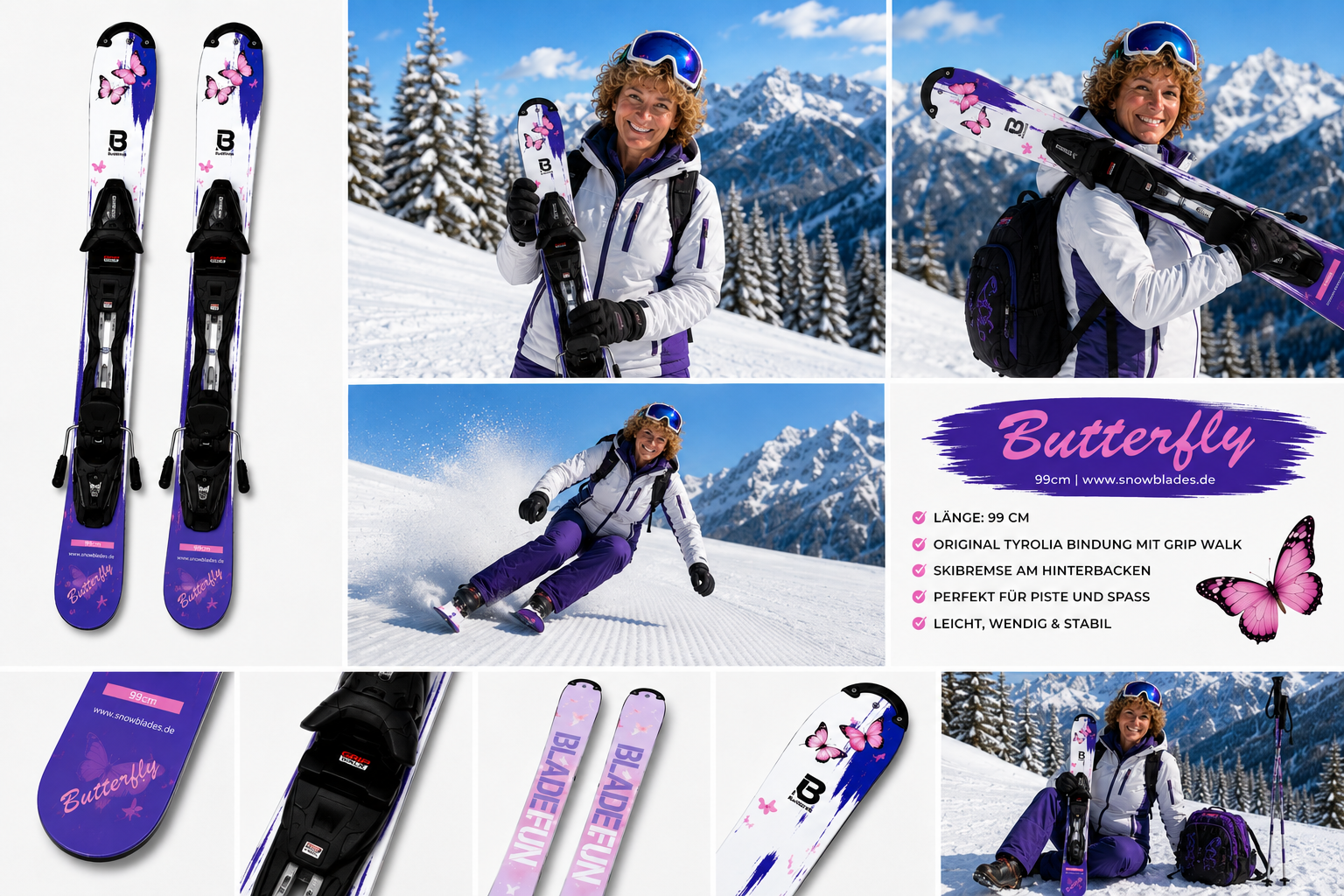 Snowblade Gamble 2.0 | 99cm + Tyrolia Power 10 safety binding short ski 