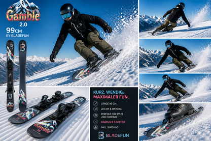 Snowblade Gamble 2.0 | 99cm + Tyrolia Power 10 safety binding short ski 